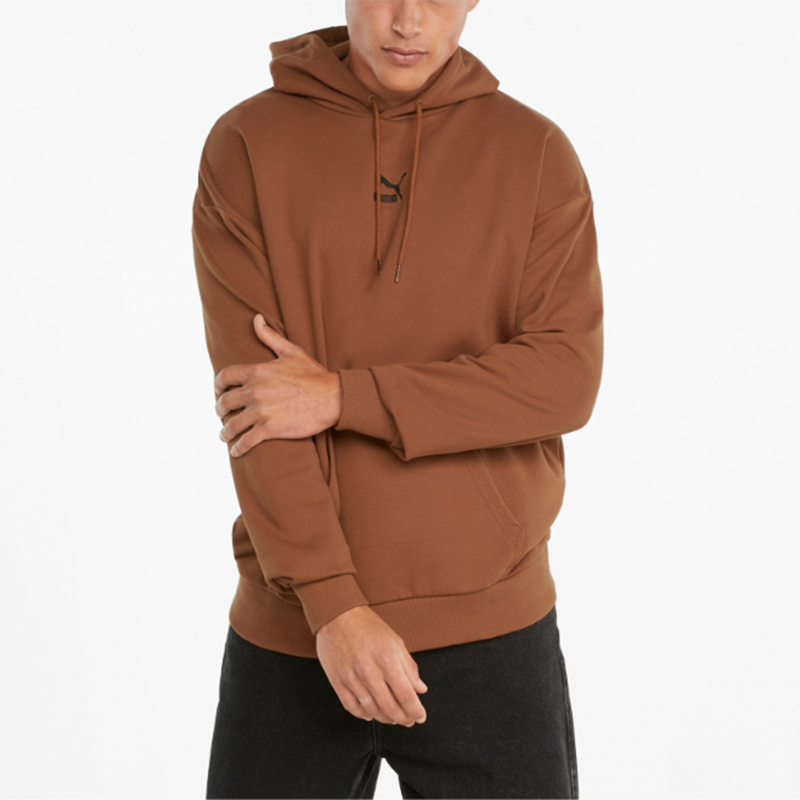 PUMA Classics Oversized Casual Sports Drawstring hooded Long Sleeves Coffee 533114-17