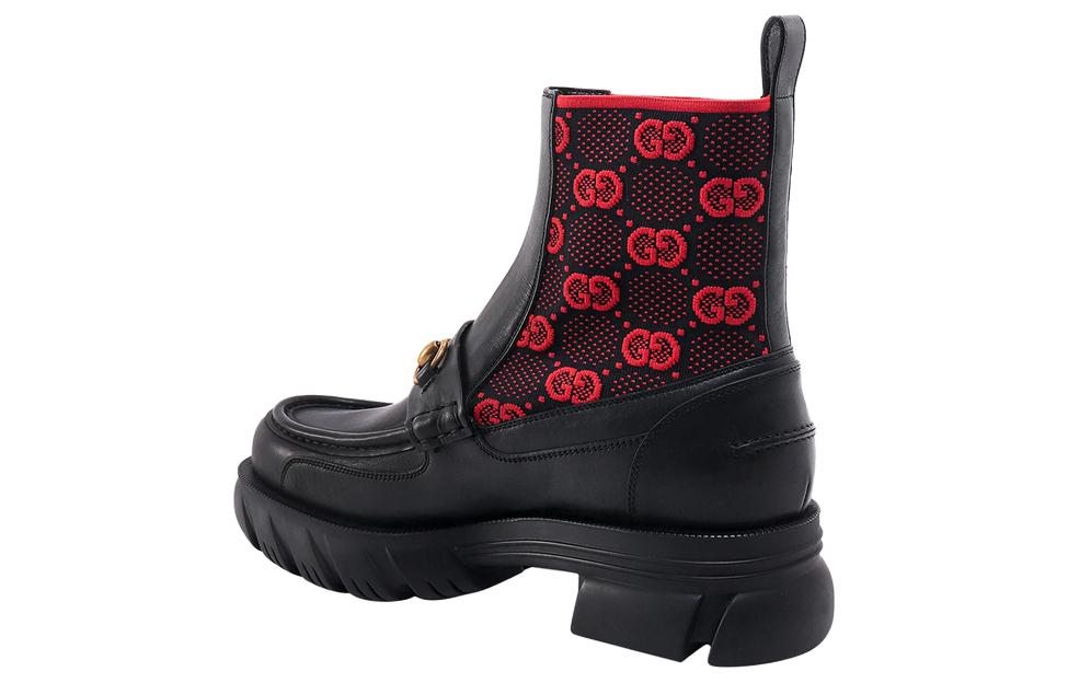 Gucci Horsebit GG Jersey Boot 'Black Red' 718708-AAA4Y-1071
