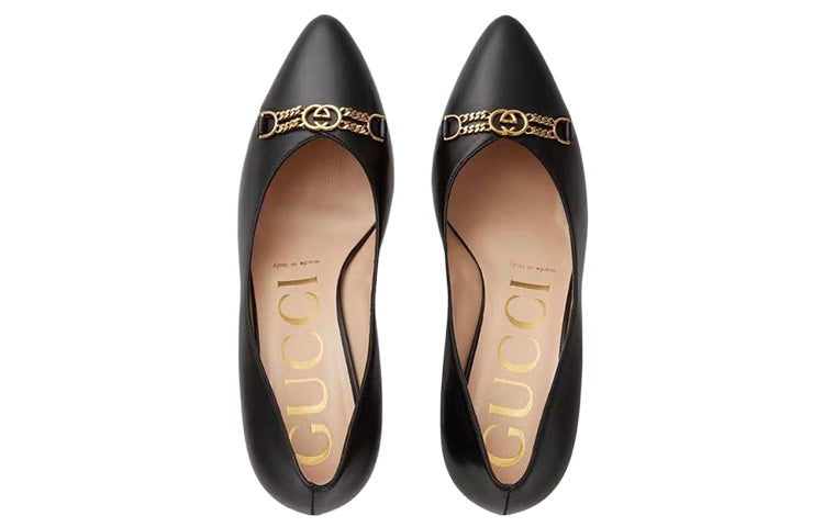 (WMNS) Gucci Leather Pumps 'Black' 674858-C9D00-1000