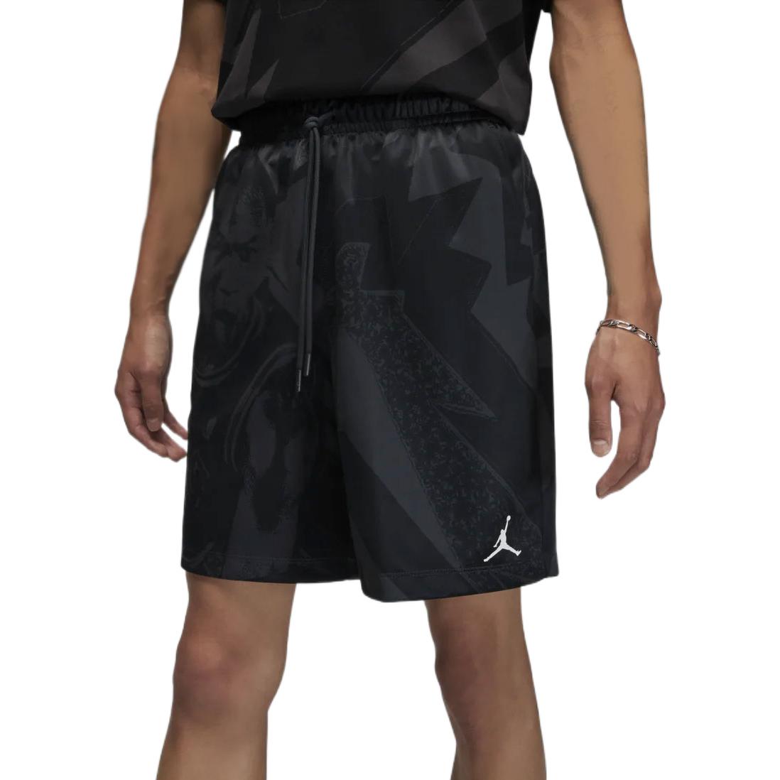 Air Jordan Drawstring Lacing Elastic Waistband Casual Straight Shorts Men's Black DQ7353-045