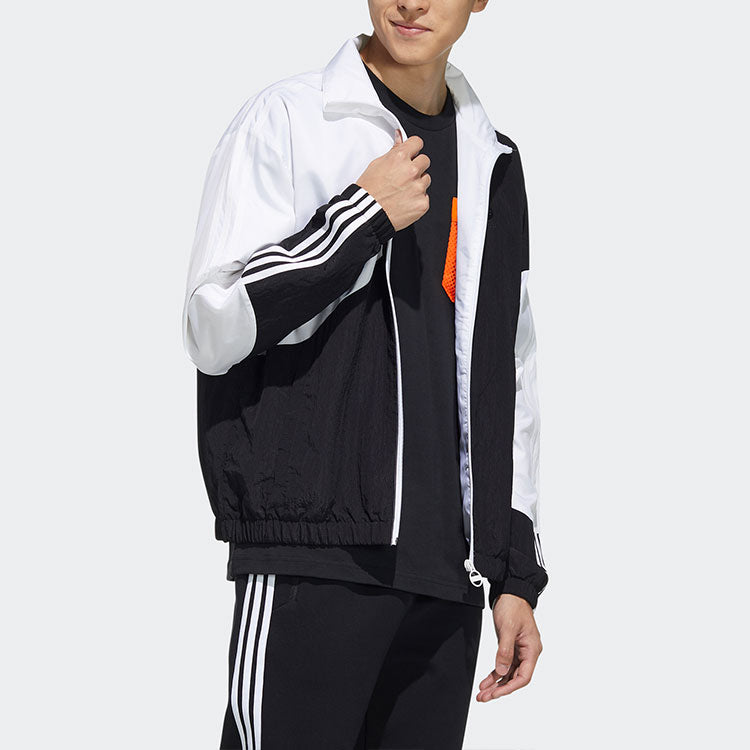 adidas neo Colorblock Stand Collar Long Sleeves Zipper Jacket Black HC9680