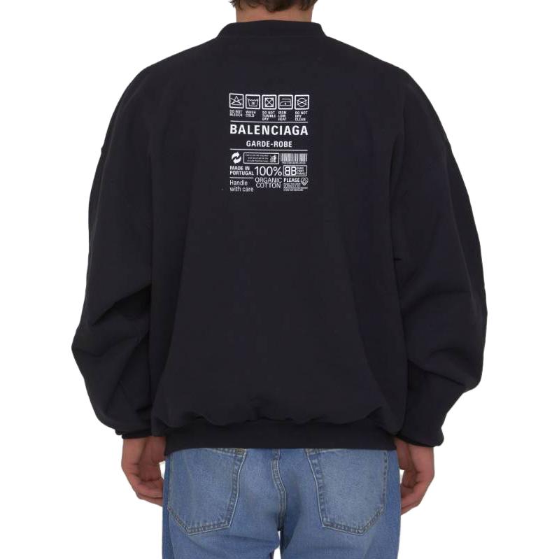 Balenciaga Care Label Creweneck Sweatshirt 'Black' 724511TNVL61070