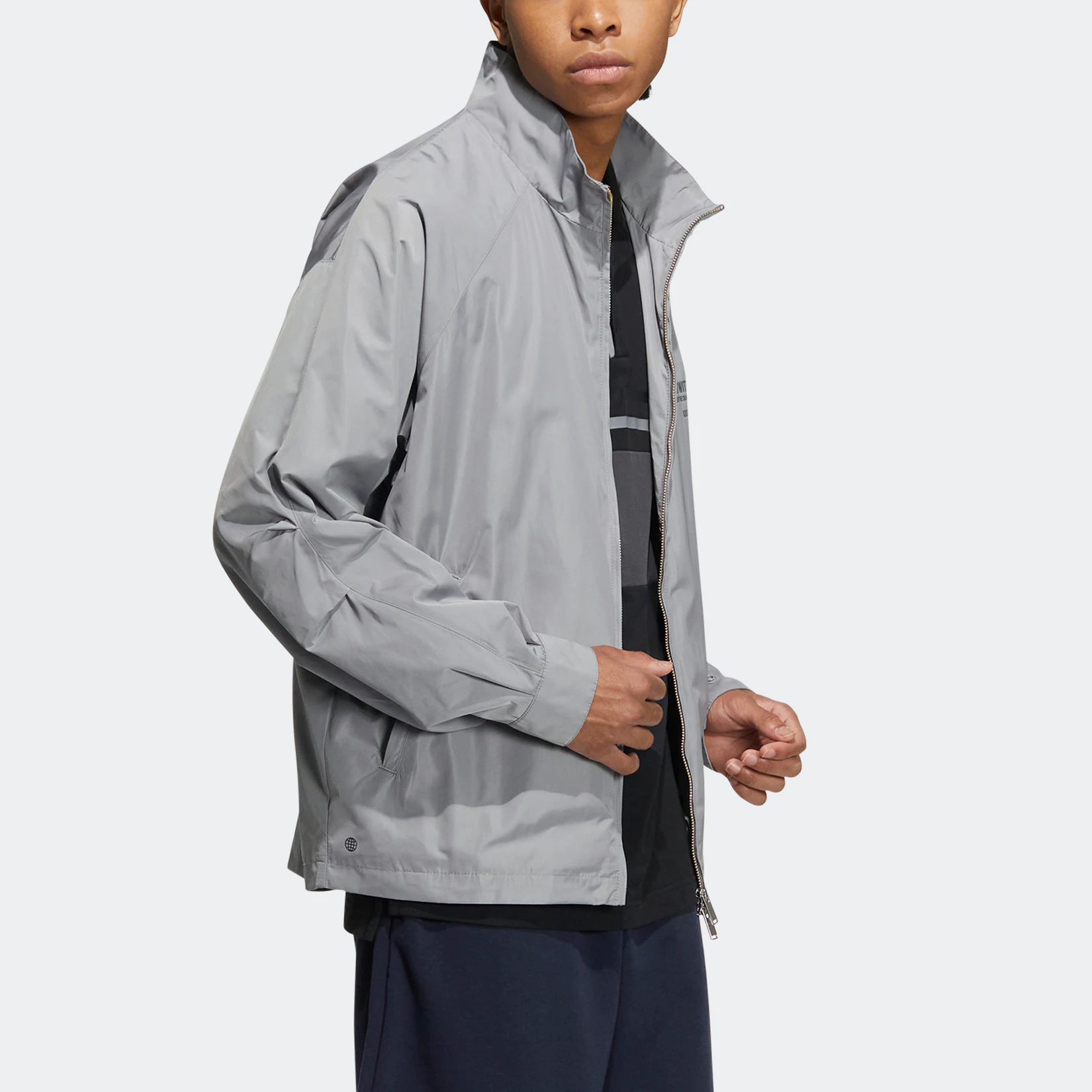 Men's adidas Woven Jacket Alphabet Printing Sports Zipper Stand Collar Gray HZ7058