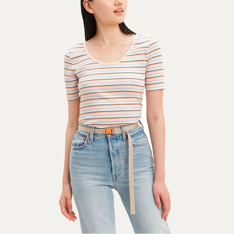 Levis Large Round Neck Stripe Slim Fit Short Sleeve Colorblock T-Shirt 85395-0004