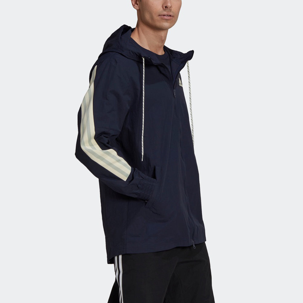 adidas M 3s Tape Jkt Colorblock Casual Sports Hooded Jacket Navy Blue GM3835