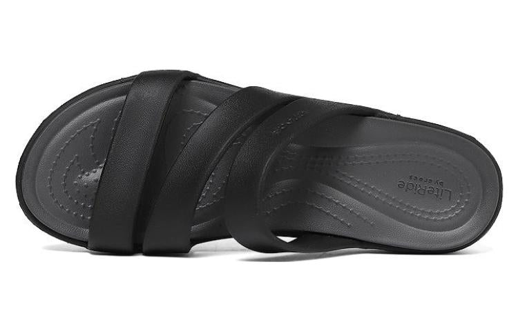 (WMNS) Crocs Boca Strappy Wedge Sandals 'Black' 207434-001