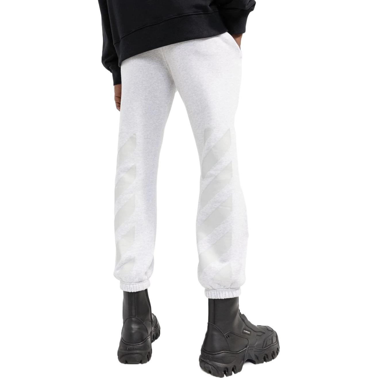 Men's Off-White FW22 Back Logo Printing Bundle Feet Sports Pants/Trousers/Joggers Gray OMCH030F22FLE0010808