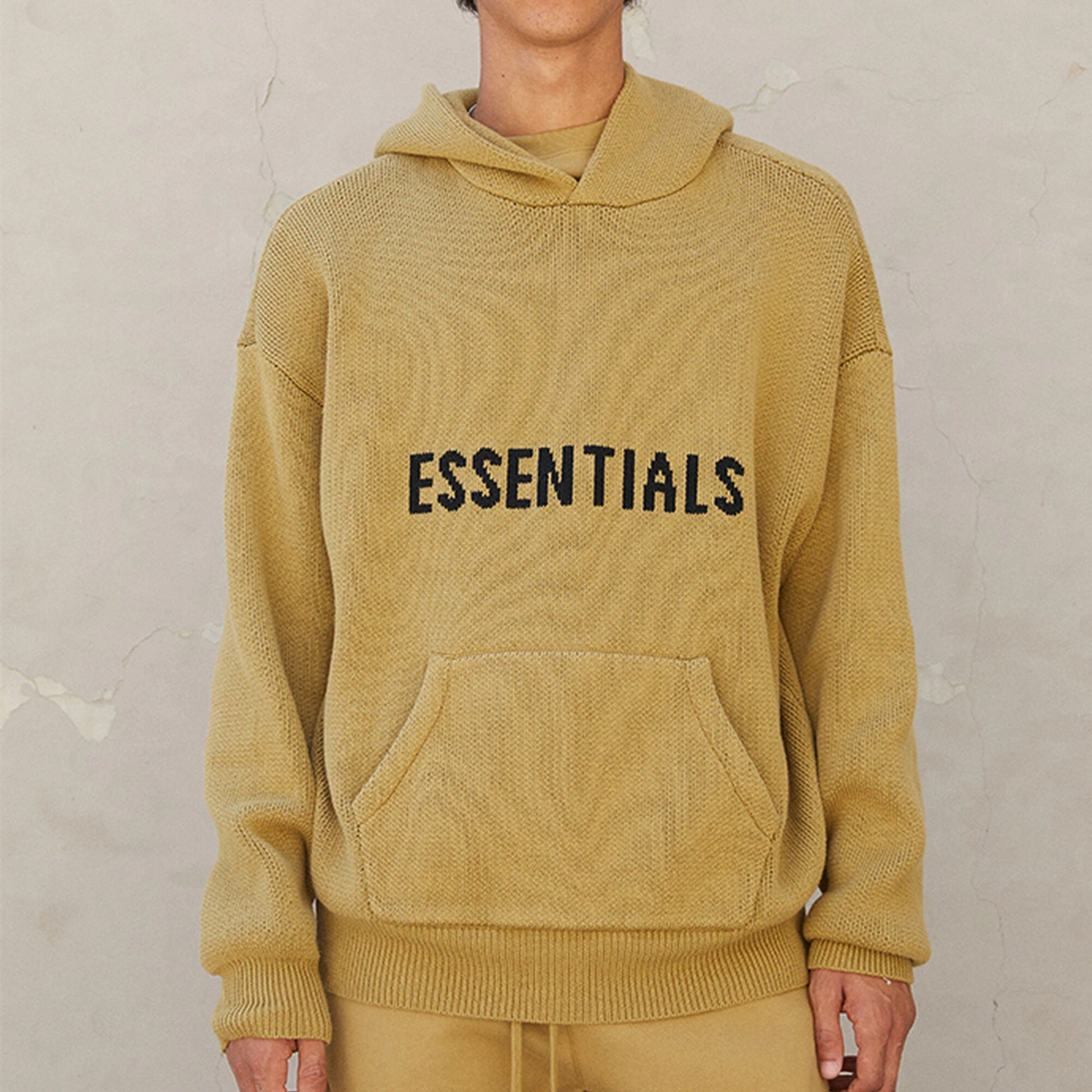 Fear of God Essentials FW21 Knit Pullover Logo Hoodie 'Amber' FOG-FW21-015