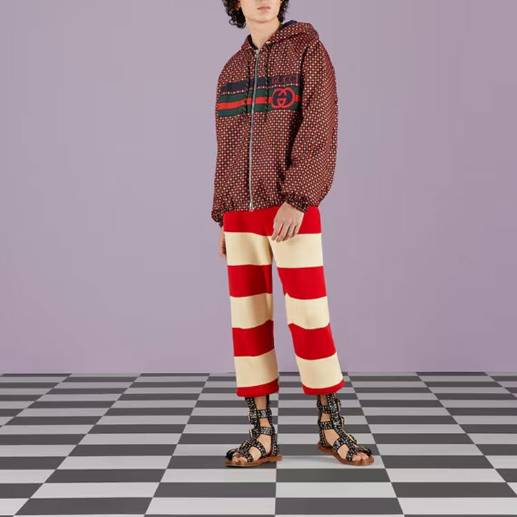 Gucci Geometric Houndstooth Canvas Jacket 'Blue Red Green' 714810-ZAKY3-4310