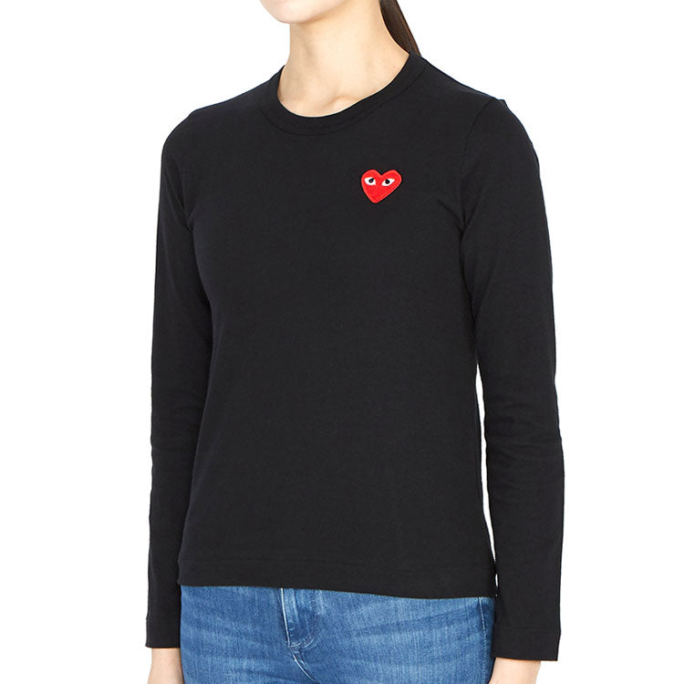 (WMNS) COMME des GARCONS PLAY Logo Long Sleeves Tee 'Black' AZ-T117-051-1