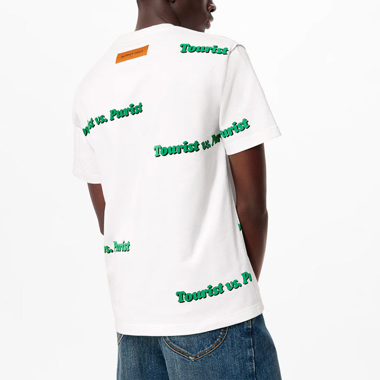 Men's LOUIS VUITTON FW21 Tourist VS Purist Alphabet Printing Cotton Short Sleeve White 1A971T