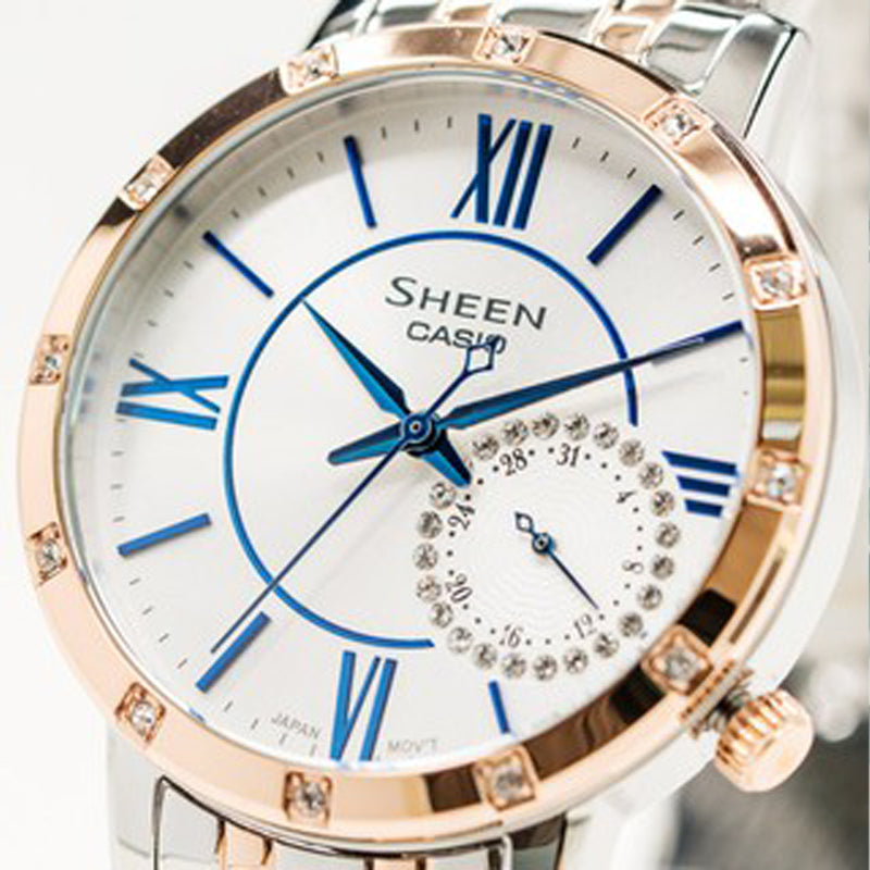 CASIO Female SHEEN Japan / South Korea Fashion White Analog SHE-3046SGP-7B