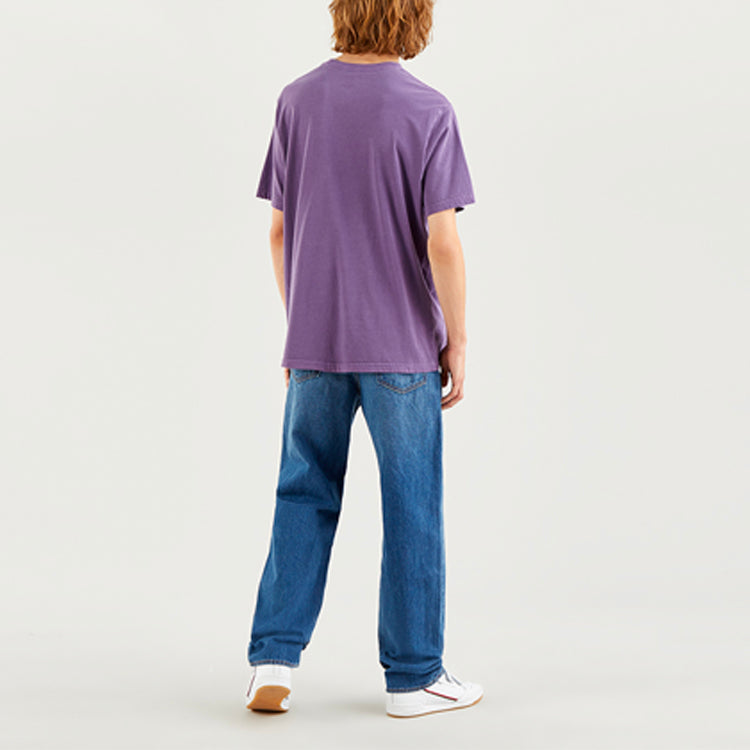 Men's Levis Logo Round Neck Pure Cotton Pullover Short Sleeve Dark Purple T-Shirt 16143-0104