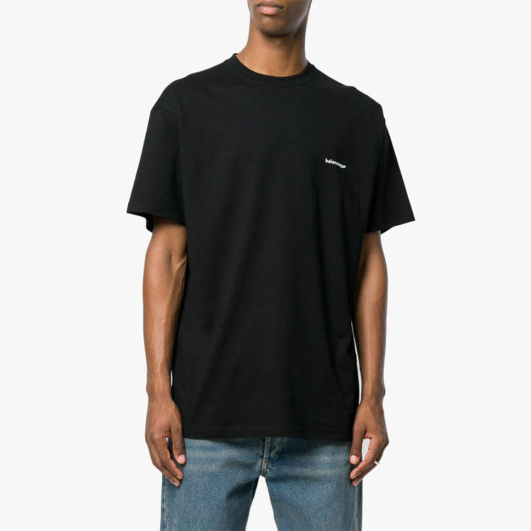 Men's Balenciaga Logo Knit Short Sleeve Black 556150TYK281000
