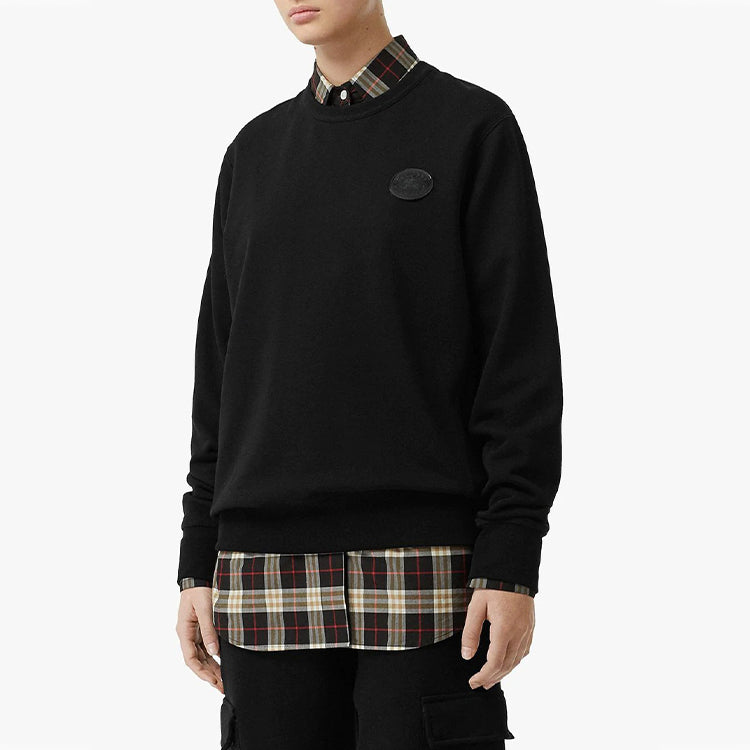 (WMNS) Burberry Pure Cotton Round Neck Pullover Long Sleeves Hoodie Black 80071681