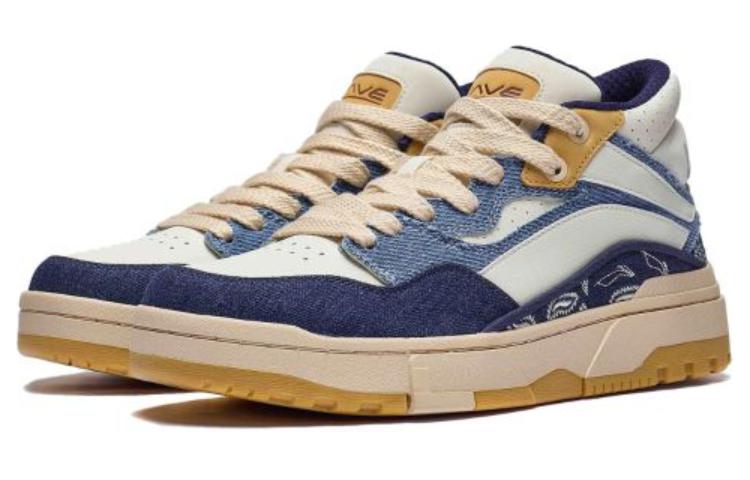 Li-Ning Wave Mid Classic Skate Shoes 'Blue White' AGCT223-4