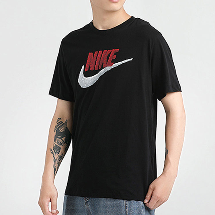 Nike Sportswear Logo Printing Round Neck Short Sleeve Obsidian Color Black AR4994-013
