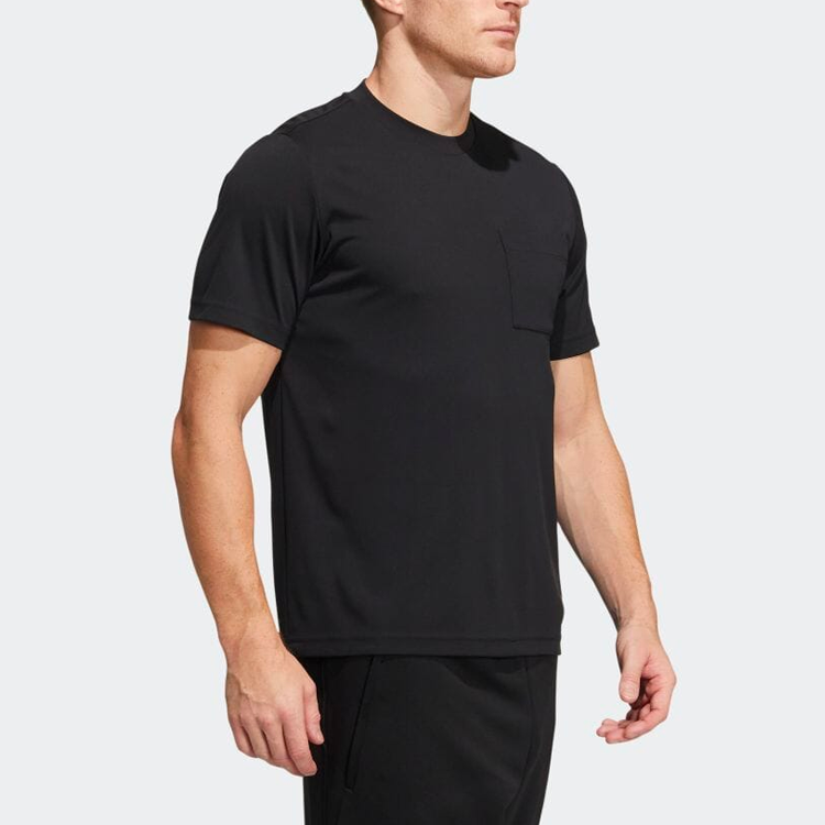 Men's adidas Solid Color Casual Breathable Sports Short Sleeve Japanese Version Black T-Shirt HD0012