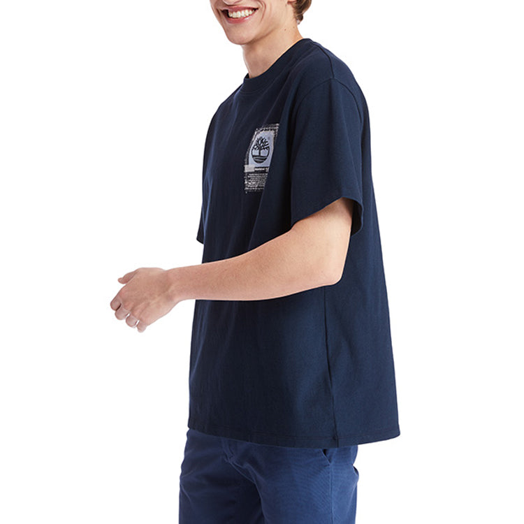 Men's Timberland Printing Logo Round Neck Blue A2CN8433