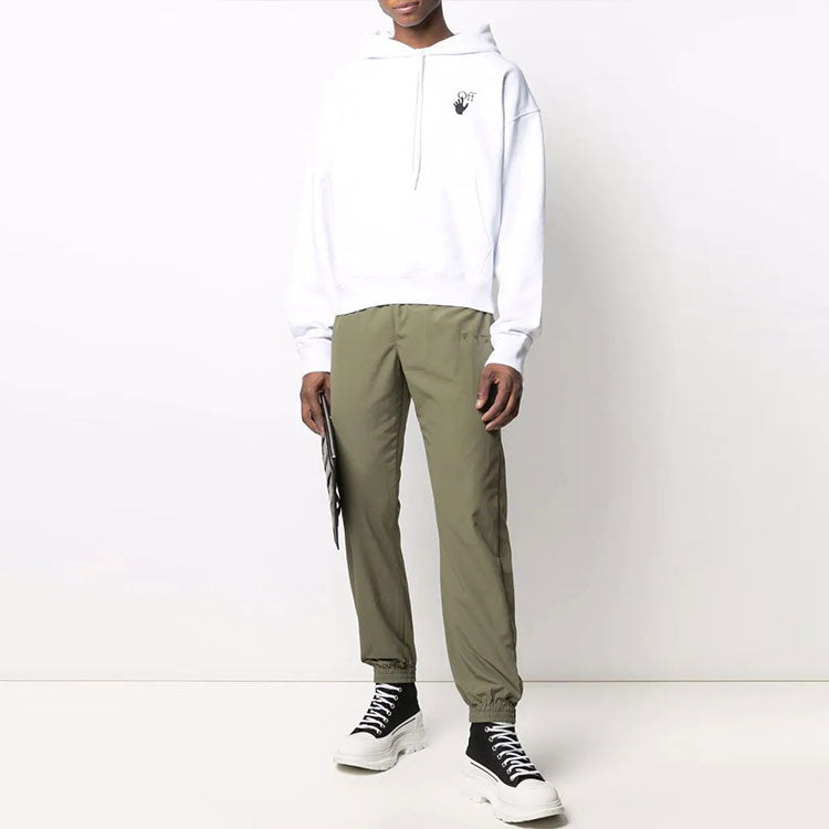 Off-White FW21 Logo Casual Long Pants Ordinary Version Dark Green OMCA164F21FAB0025555