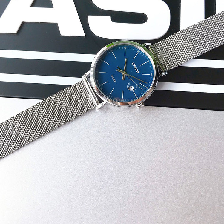 CASIO Male DRESS Japan / South Korea Fashion Sports Blue Analog MTP-E175M-2EVDF