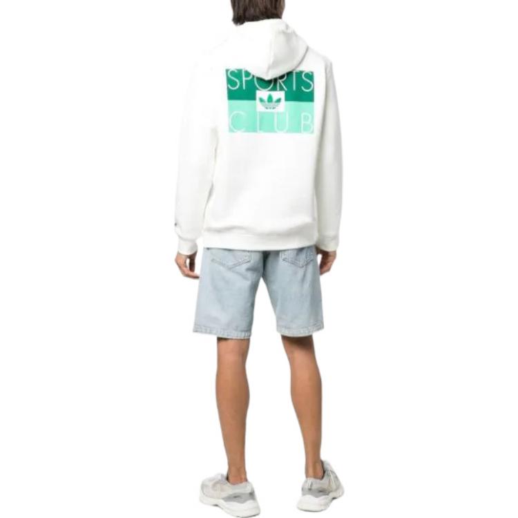 Men's adidas originals Back Logo Alphabet Printing Drawstring Hood Long Sleeves White HF4918