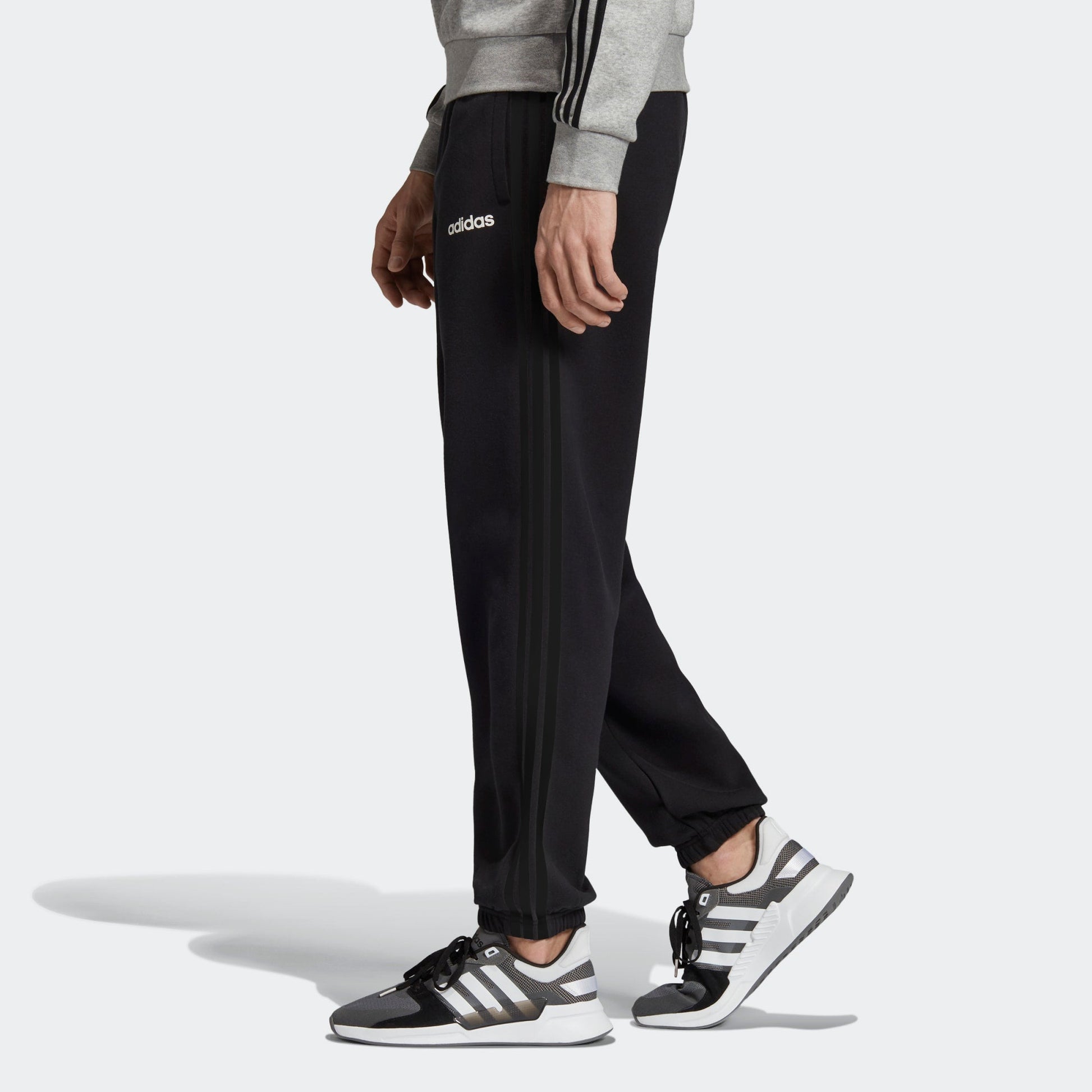 adidas Loose Knit Breathable Stripe Casual Sports Pants Black EI4898