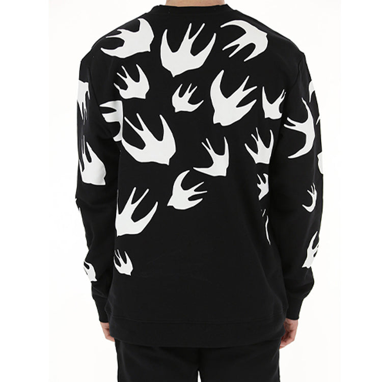 Alexander McQueen Swallow Printing Long Sleeves Round Neck Top 'Black' 545415-RLT72-1000