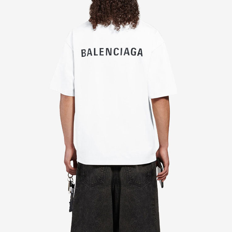 Men's Balenciaga FW21 Logo Printing Retro Short Sleeve 'White' 612966TIVG59040
