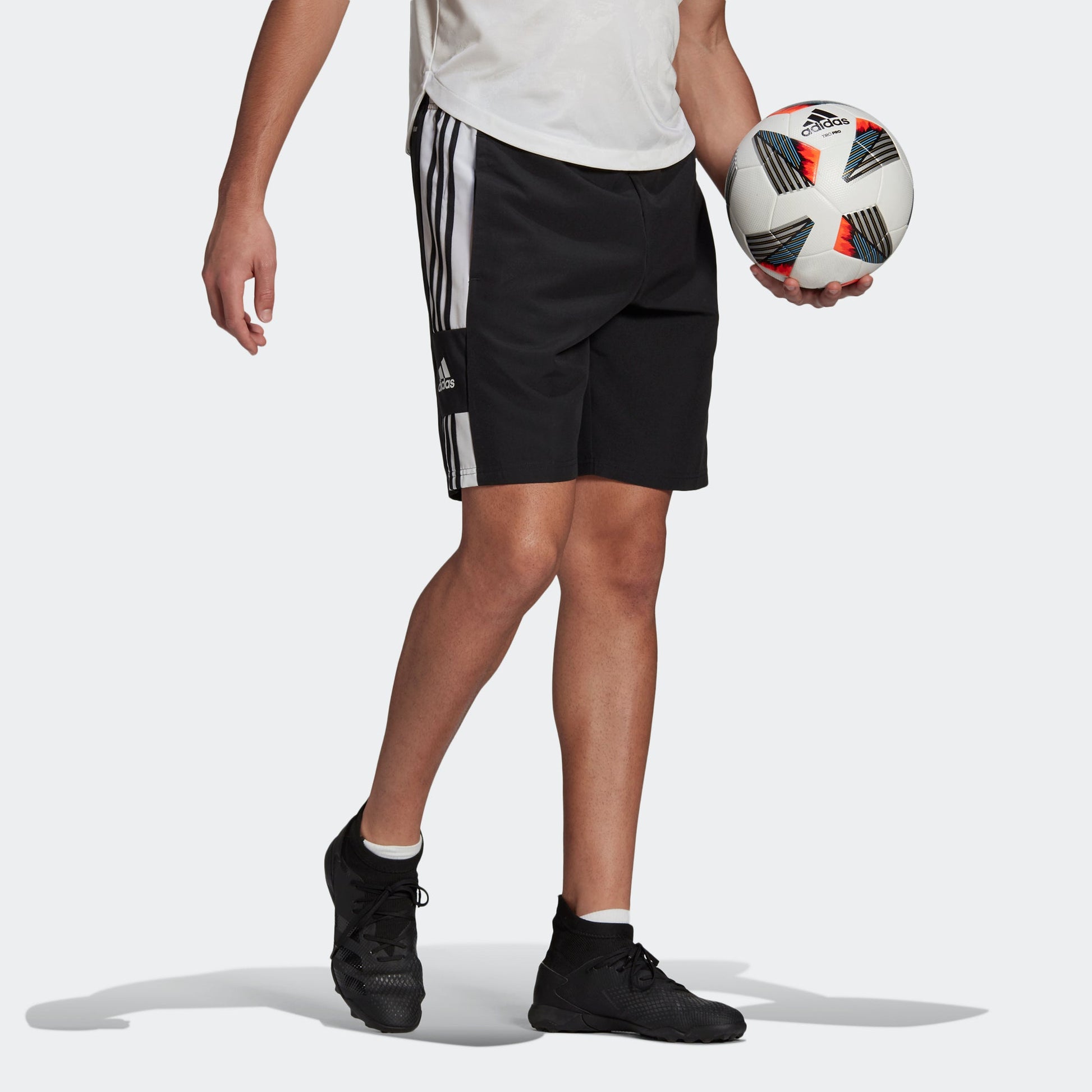 adidas Sq21 Dt Sho Soccer/Football Sports Training Stripe Logo Woven Shorts Black GK9557