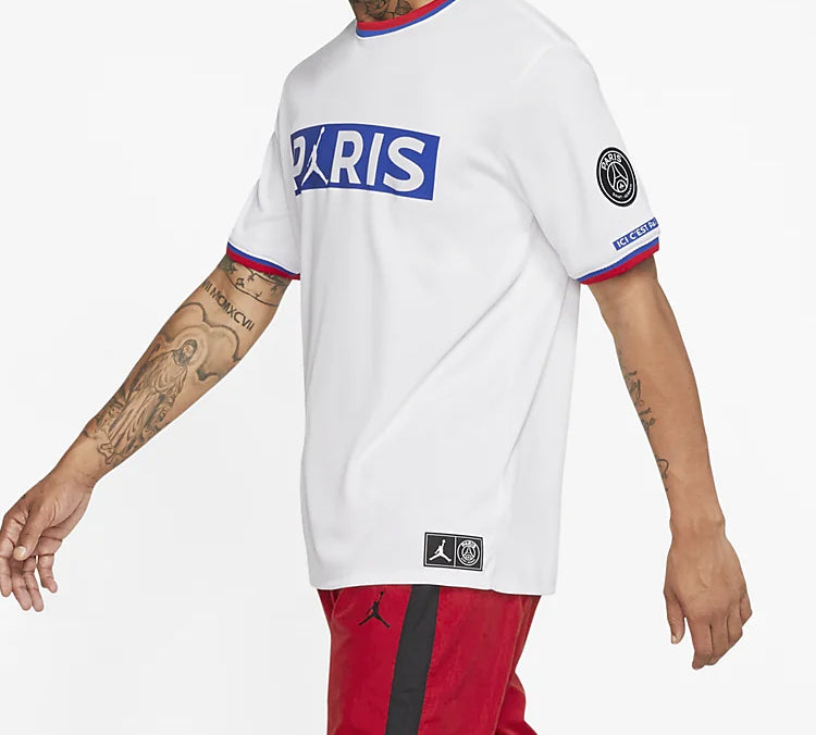 Air Jordan Paris Saint-Germain team logo Short Sleeve White BQ8359-100