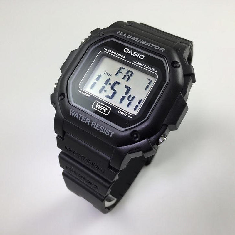 CASIO Waterproof Sports Mens Black Digital F108WH-1ACF