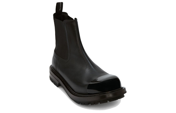 Alexander McQueen Shiny Toecap Grainy Leather Chelsea Boot 'Black' 667911WHSZ41000