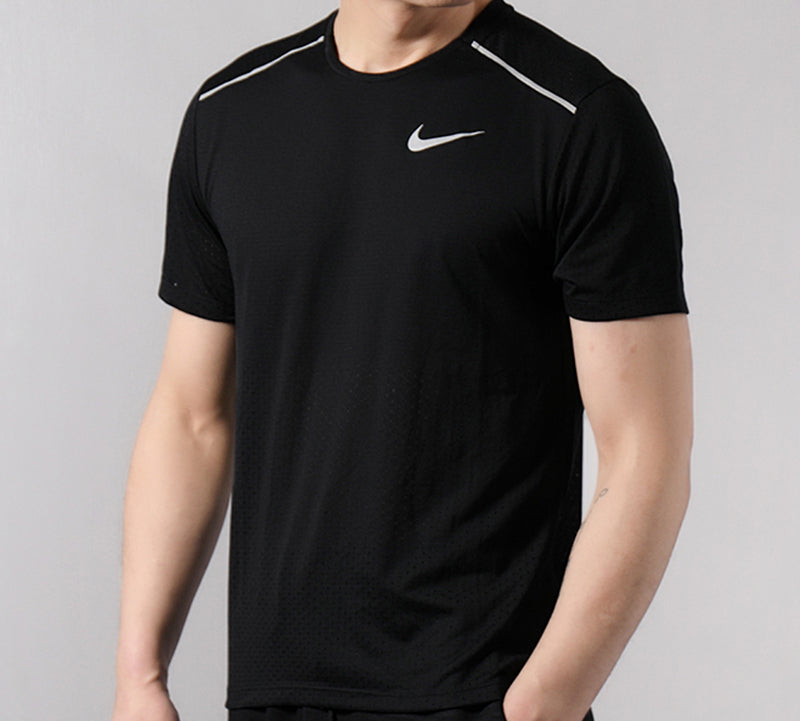 Nike Rise 365 Breathable Round Neck Short Sleeve Running Tops Black AQ9920-010