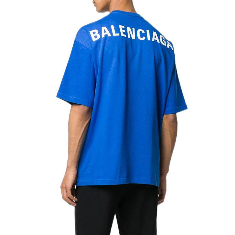 Balenciaga Back Print Logo Cotton T-Shirt 'Blue' 570805THV808077