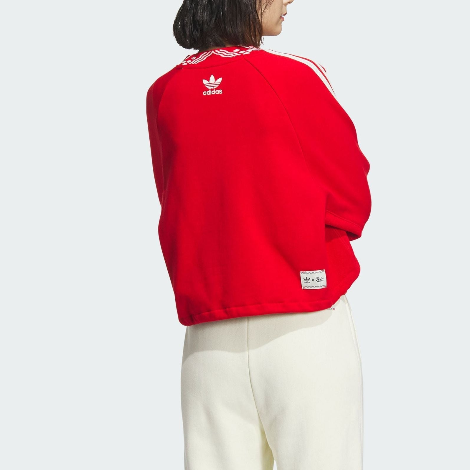 (WMNS) adidas Originals Jacquard Rib Crewneck Sweatshirt Asia Sizing 'Red' IX4228