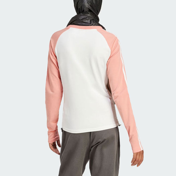 (WMNS) adidas originals Slim Fit Long Sleeve Tee Asia Sizing 'White Pink' IY0781