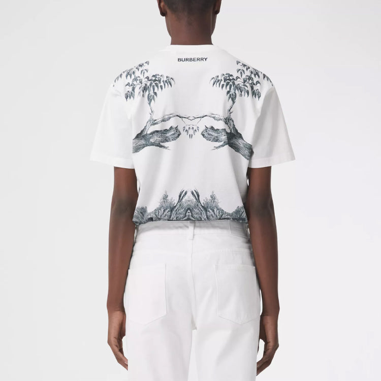 Burberry SS21 Sketch Printing Loose Short Sleeve White 80437441