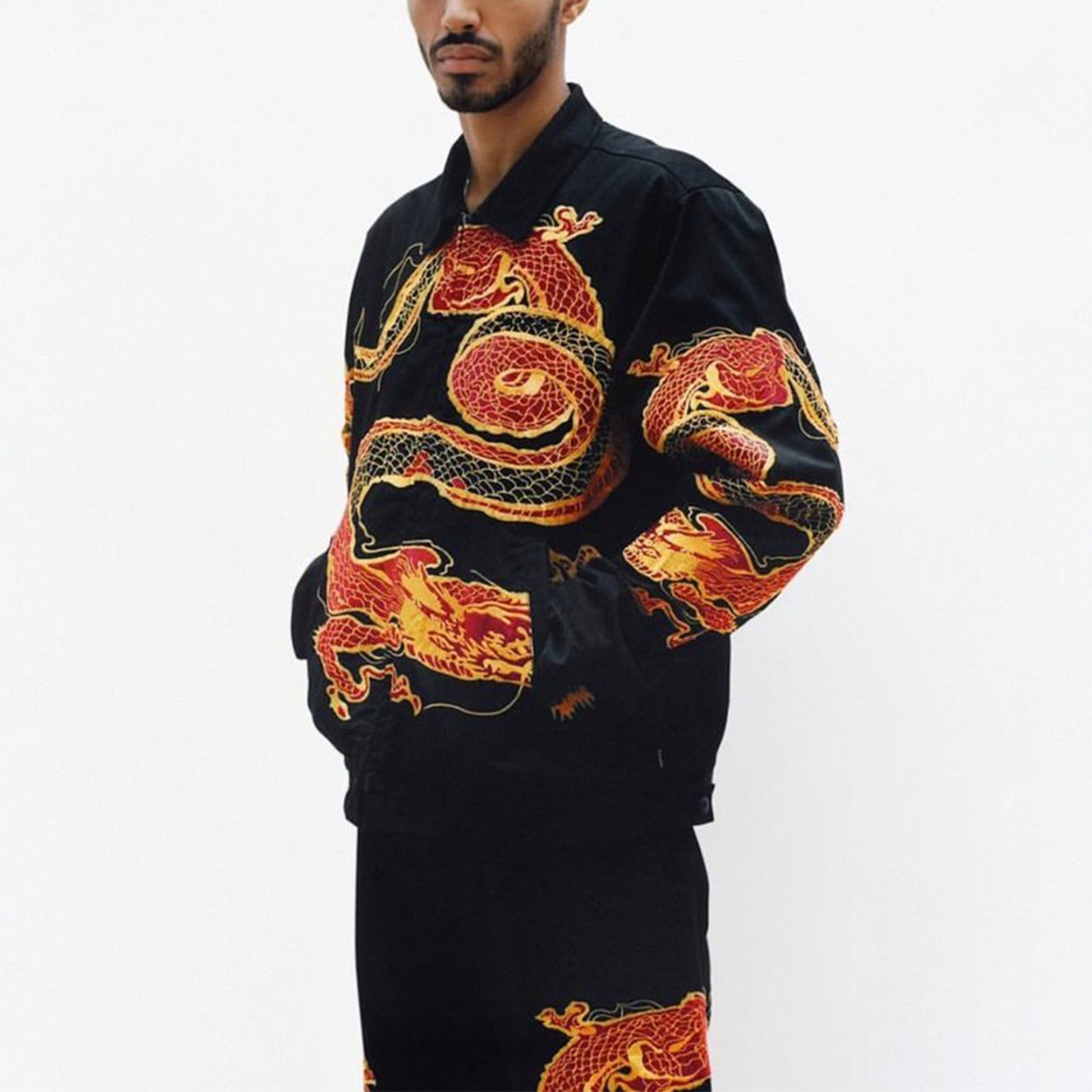 Supreme FW18 Dragon Work Jacket Black Dragon Robe China Embroidered Unisex SUP-FW18-424