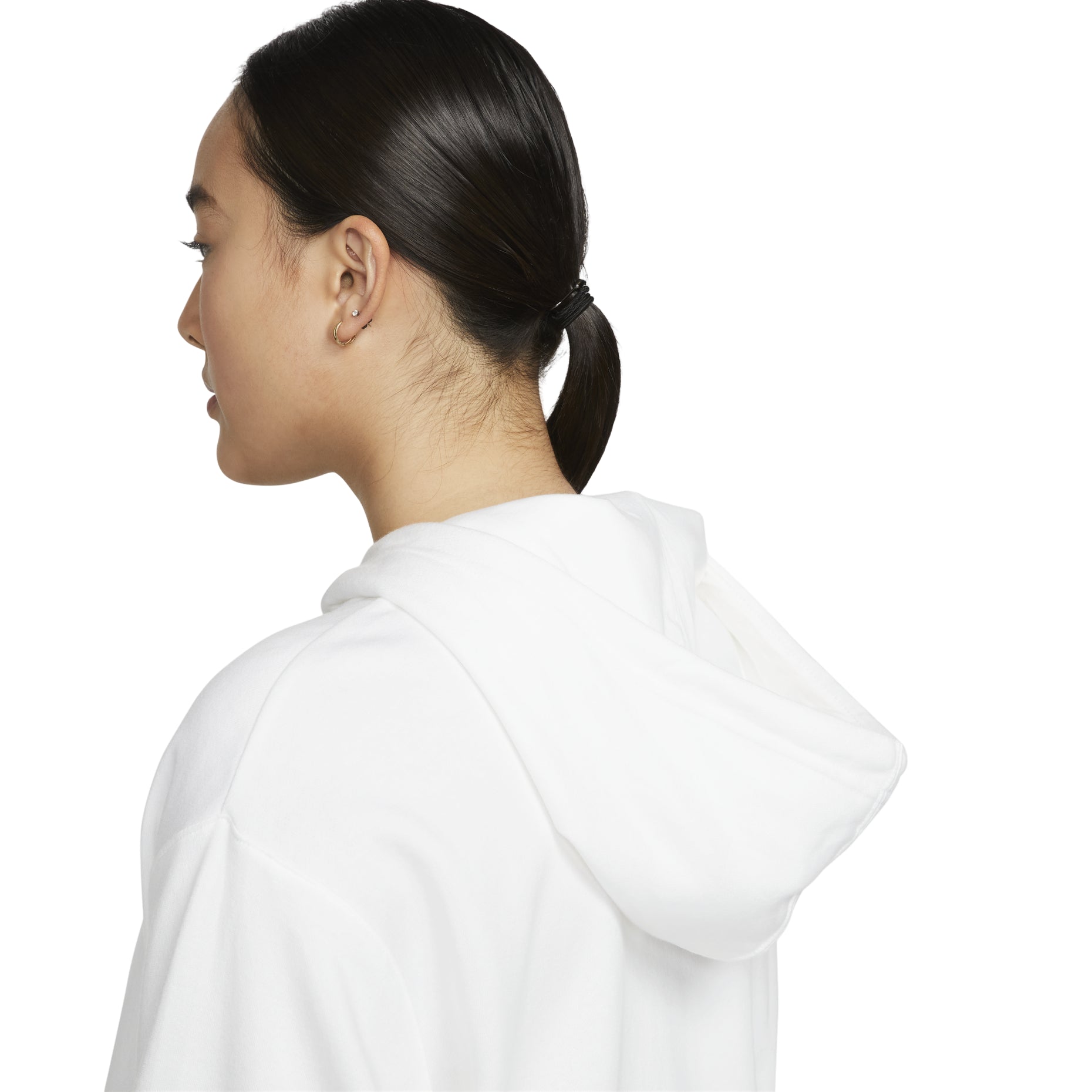 (WMNS) Nike Sportswear Logo Embroidered Loose Fleece Hoodie White DO7257-100