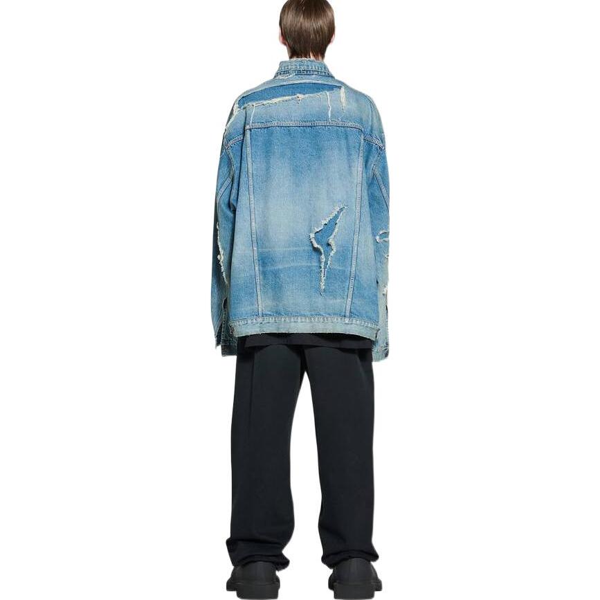 Balenciaga Destroyed Denim Jacket 'Blue' 727840TNW014268