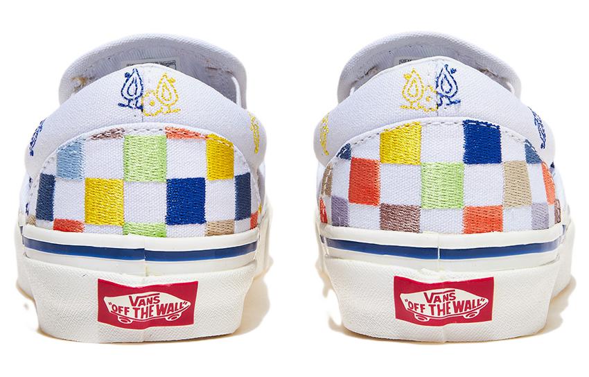 Vans slip-on Low Tops Casual Skateboarding Shoes Unisex White Blue Multi-Color 'White Yellow Blue' VN0A5KX8AVZ