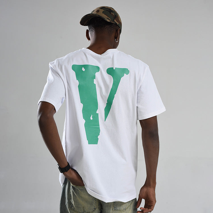 VLONE Large Logo Round Neck Short Sleeve T-shirt 'White Green' VLTE17SS003-WHITE