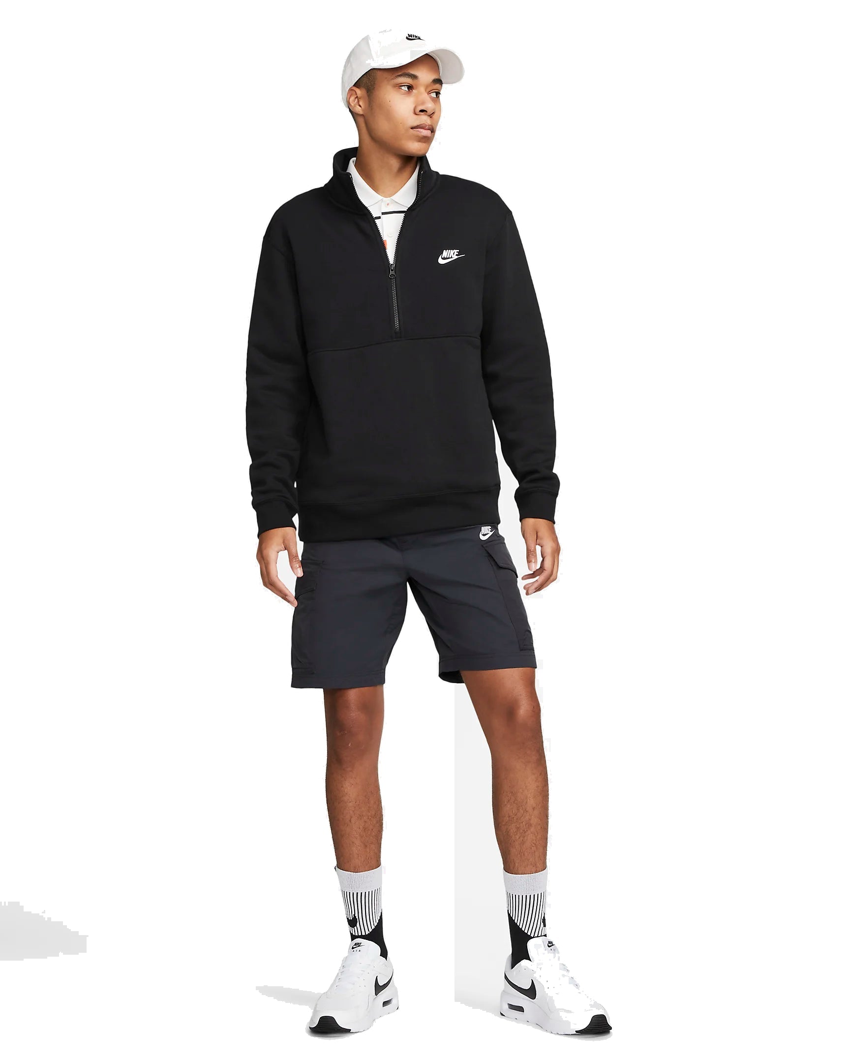 Nike Sportswear Club Brushed-Back 1/2-Zip Sweatshirt 'Black' DD4732-011