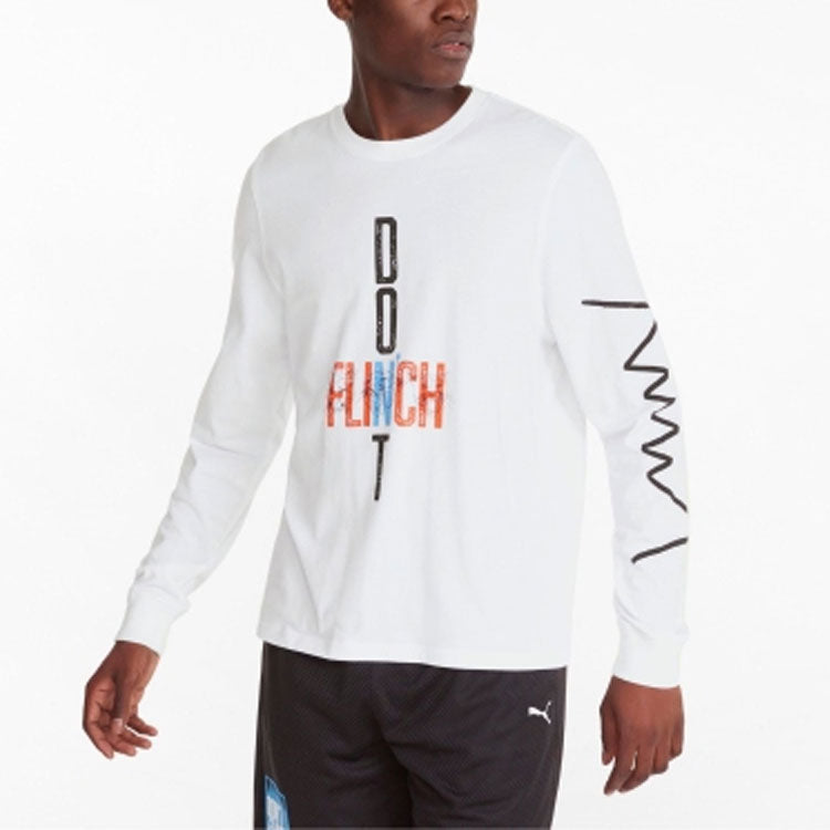 PUMA Qualifier Long Sleeve Basketball T-Shirt 'White Black' 532107-06