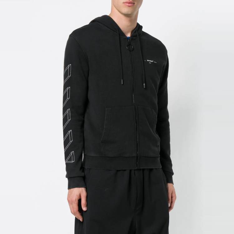 Off-White Unisex Print Jacket Black/Grey OMBB033E181920020901