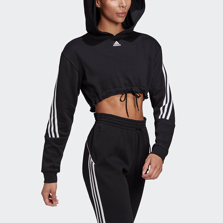 (WMNS) adidas Crop Hoodie 'Black' H47479