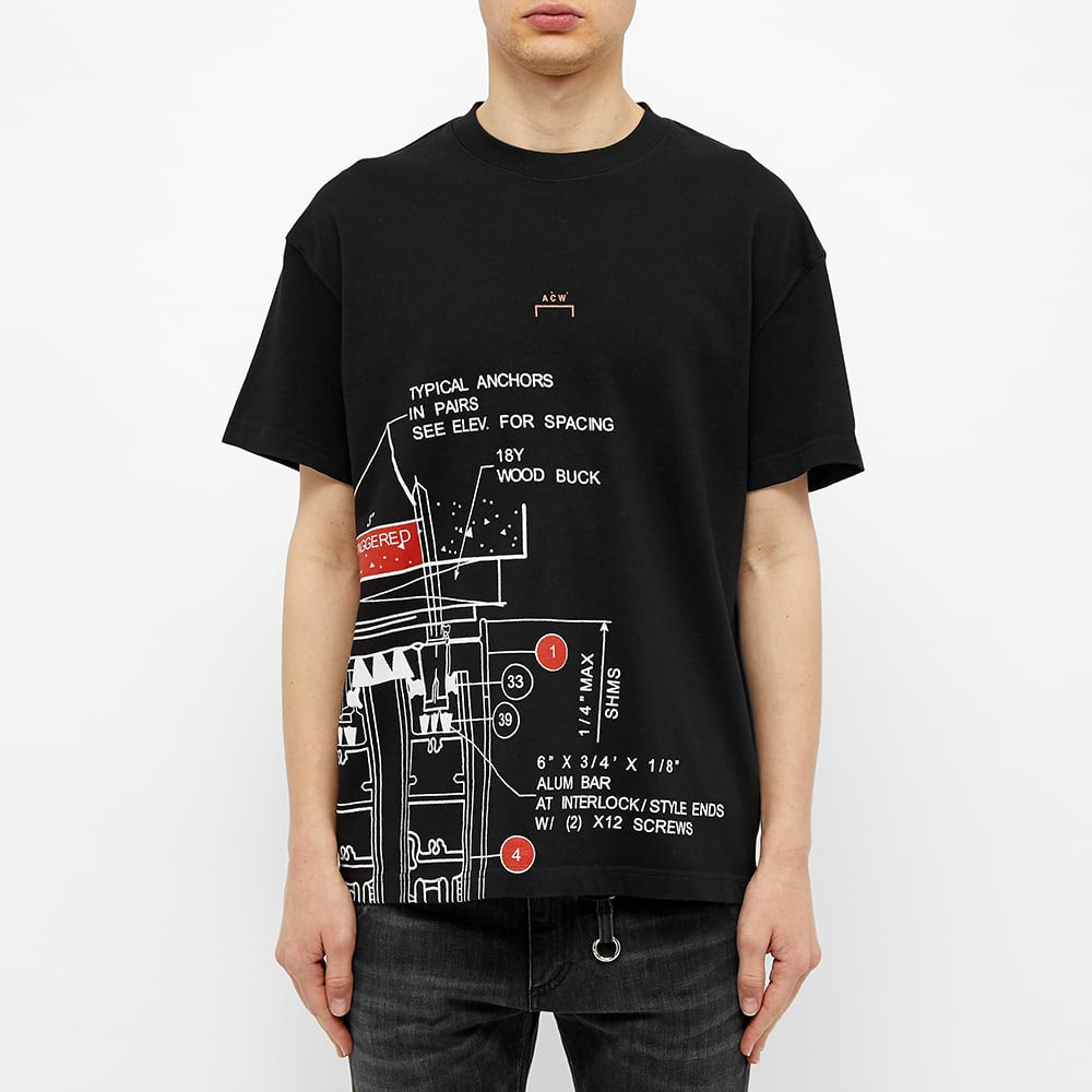 A-COLD-WALL* SS20 Blueprint Tee Small logo Blue Printing Short Sleeve Unisex Black ACWMTS003WHL-BK
