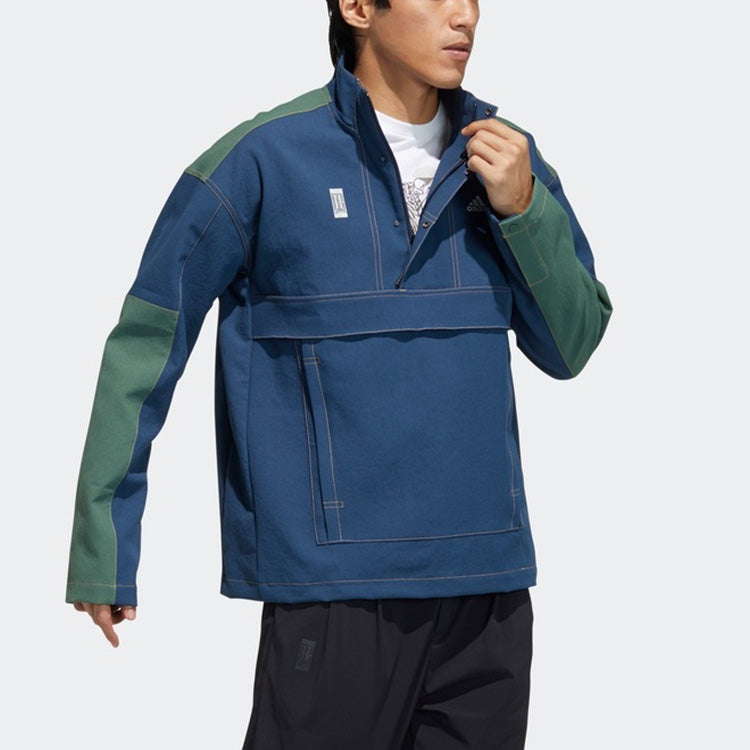 adidas Wj Anorak Colorblock Casual Sports Stand Collar Half Zipper Jacket Navy Blue GP0902