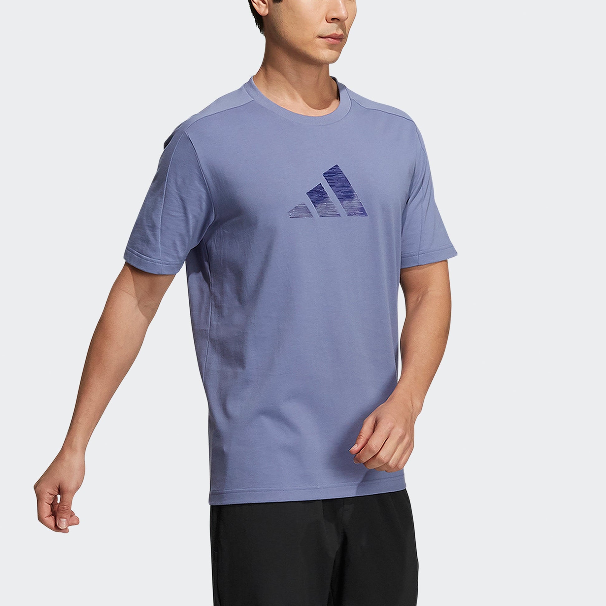 adidas Men's Fi 3bar Logo Print Crew Neck Purple H39357